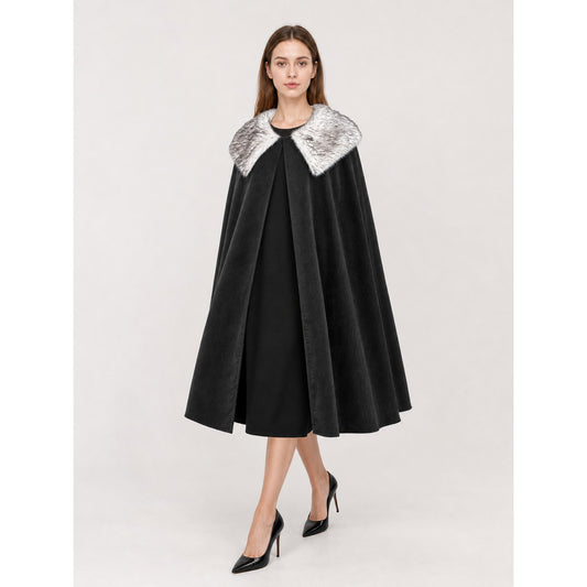 Black Medieval Costume Cape with Collar