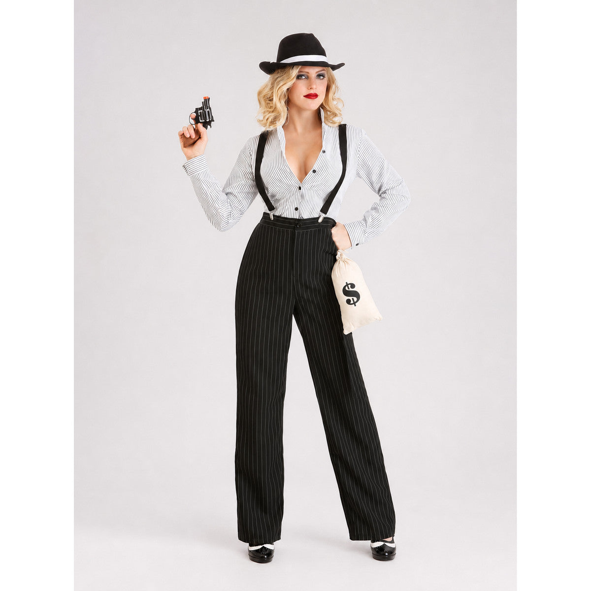 Striped Stage Costume with Suspenders and Pants