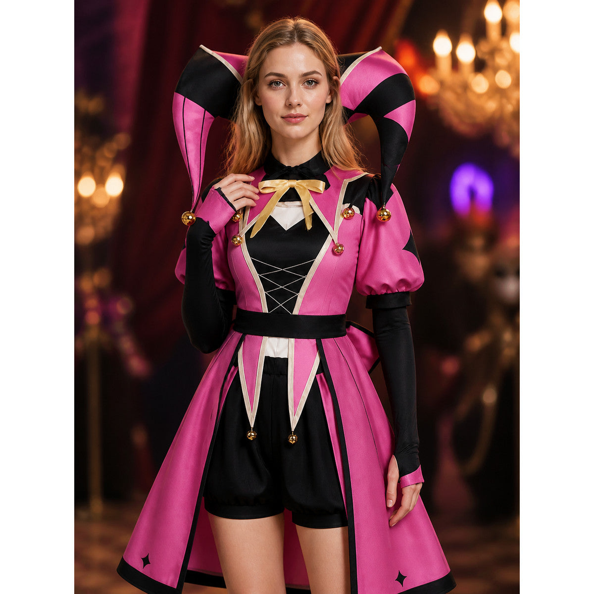 “Circus of Freaks” Cosplay Costume with Headwear on-model view