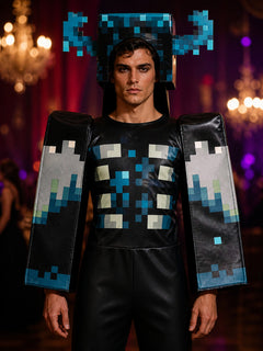 Kids Minecraft Movie Warden Bodysuit, Pixel Art Halloween Costume