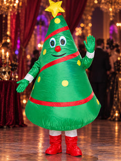 New Year's inflatable Christmas tree costume, green with a yellow star