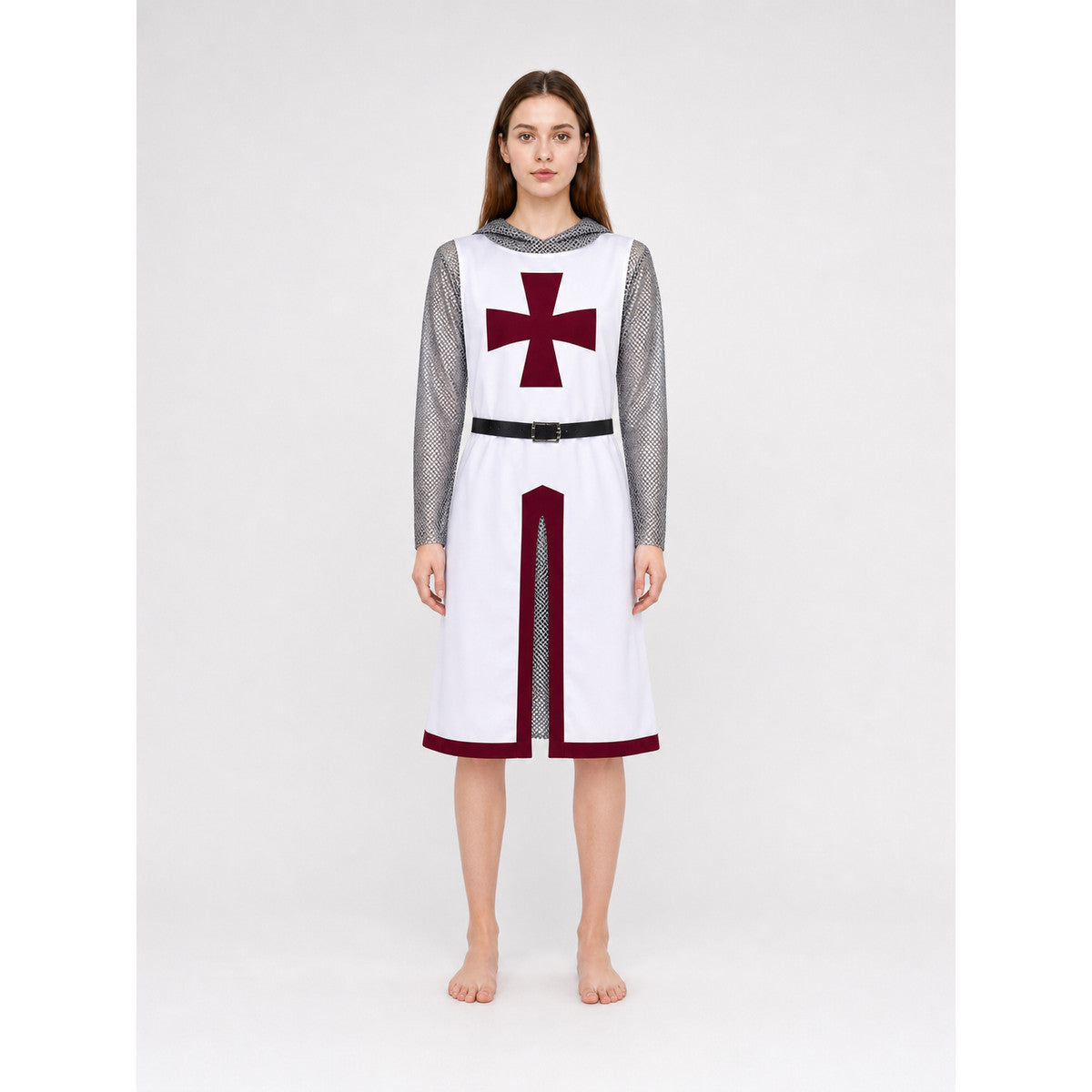 Medieval Costume with Cross, Cloak, and Belt