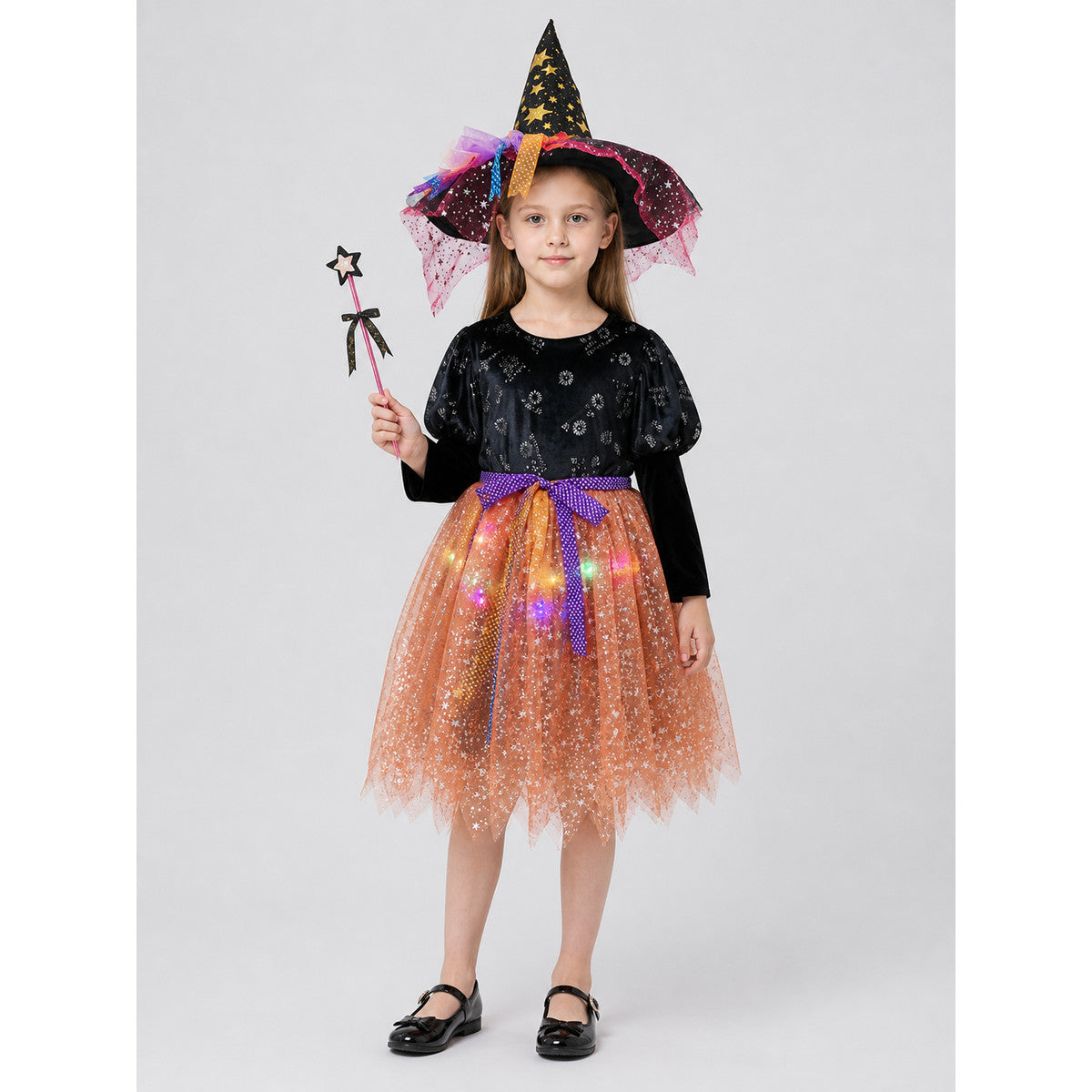 Costume Set with Pointed Hat and Wand on-model view