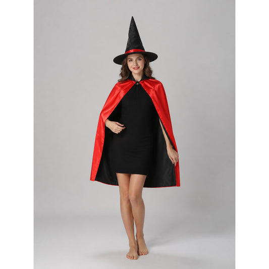Carnival Costume: Red and Black Cape and Hat