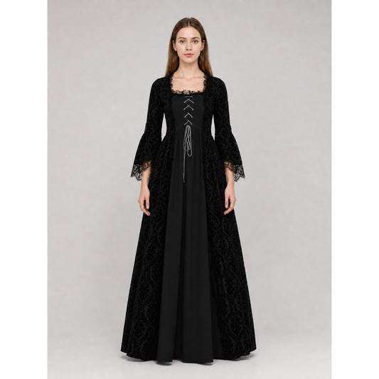 Historical Gothic Floor-Length Dress with Lace