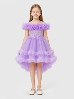 Dressy Dress with a Full Skirt, Sequins, and Ruffles