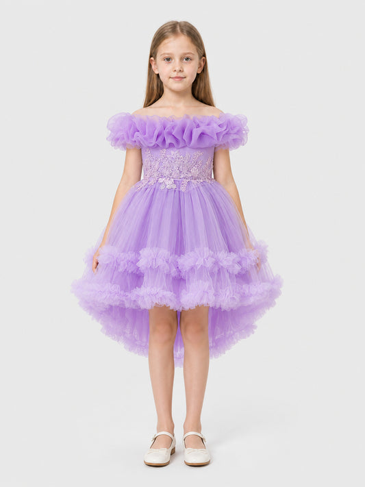 Dressy Dress with a Full Skirt, Sequins, and Ruffles on-model view