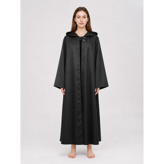 Black Hooded Cosplay Cloak with Wide Sleeves