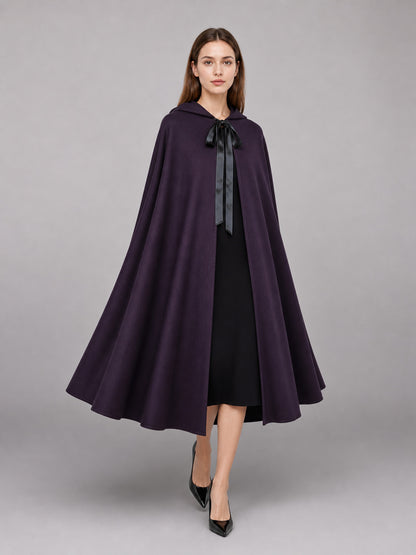 Purple Gothic Hooded Carnival Cloak front view