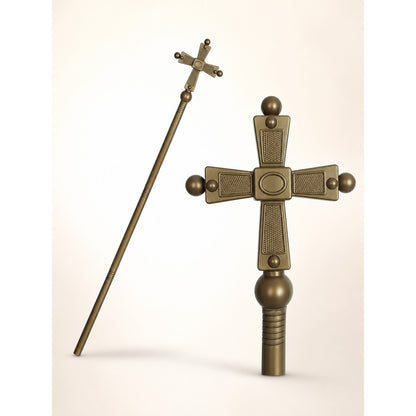 Decorative Staff with a Cross, Spherical Details, and Relief