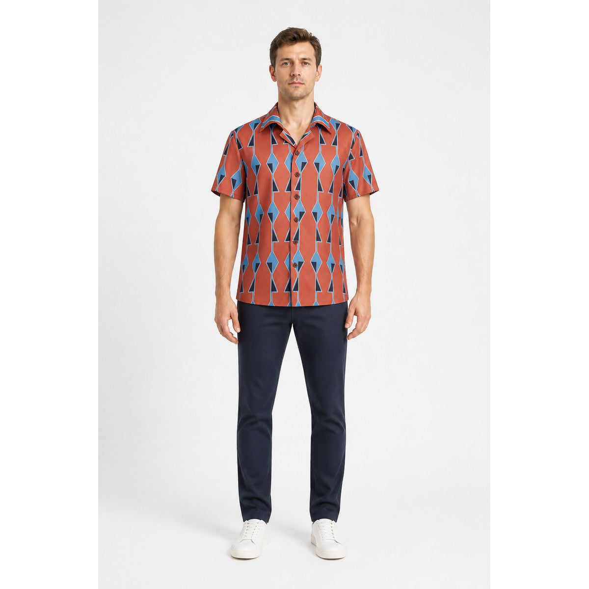 Short-Sleeve Shirt with Geometric Pattern main product view