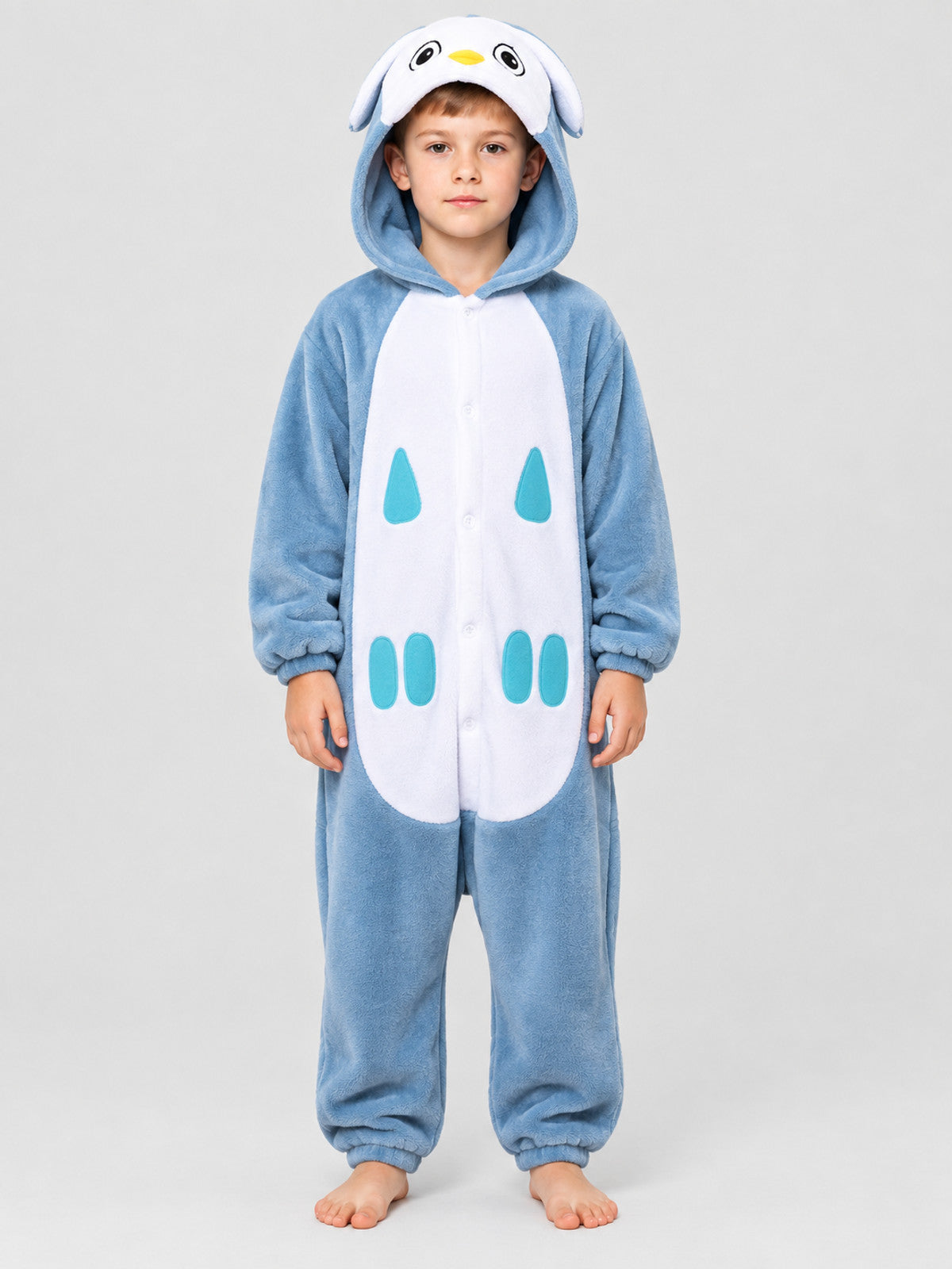 Blue Kigurumi Pajama with White Insert and Hood