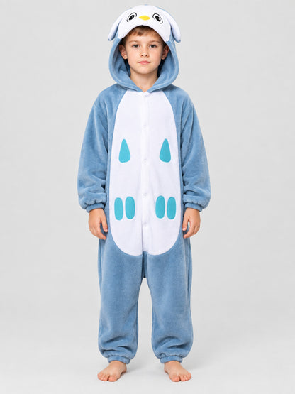 Blue Kigurumi Pajama with White Insert and Hood
