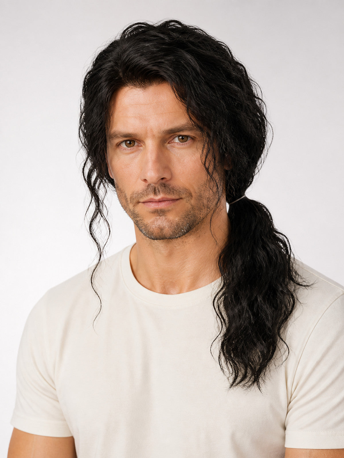 Black Cosplay Wig with Curls for Halloween main product view