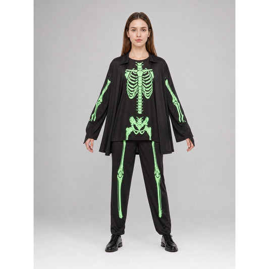 Skeleton Costume: Robe, Pants, and Hat for Halloween