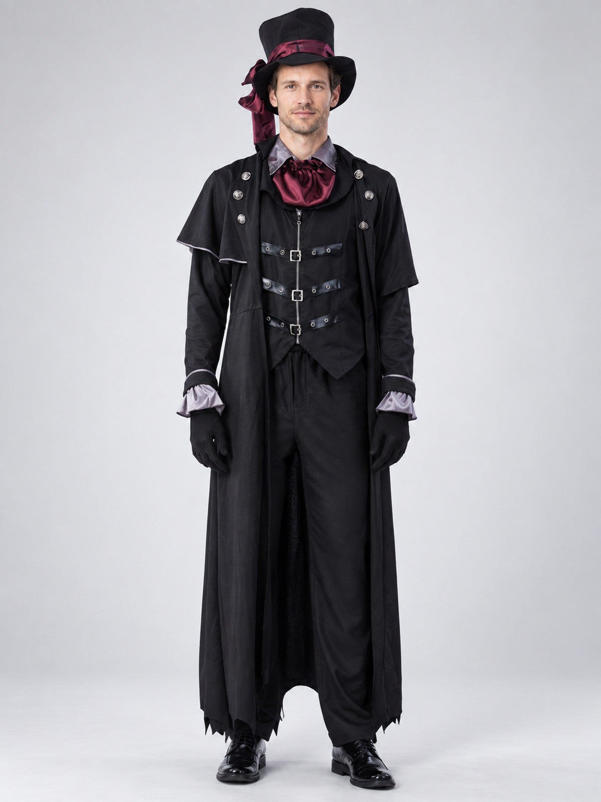 Adult Vampire Costume Black with Burgundy