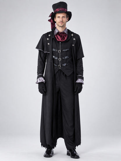 Adult Vampire Costume Black with Burgundy