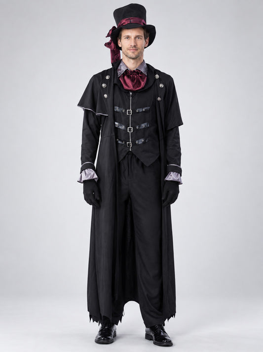 Adult Vampire Costume Black with Burgundy