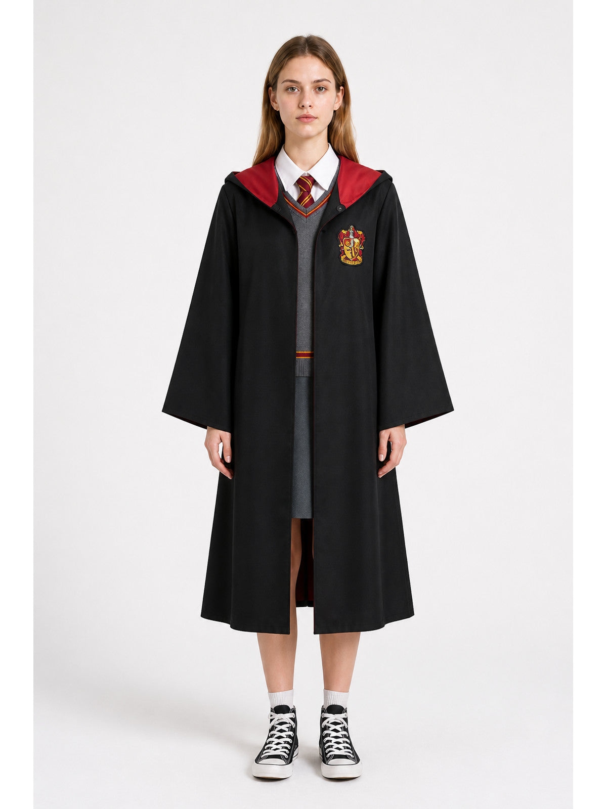 Costume with a Long Black Robe and Red Lining main product view