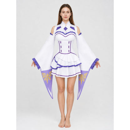 Emilia Cosplay Dress with Tiered Skirt and Wide Sleeves