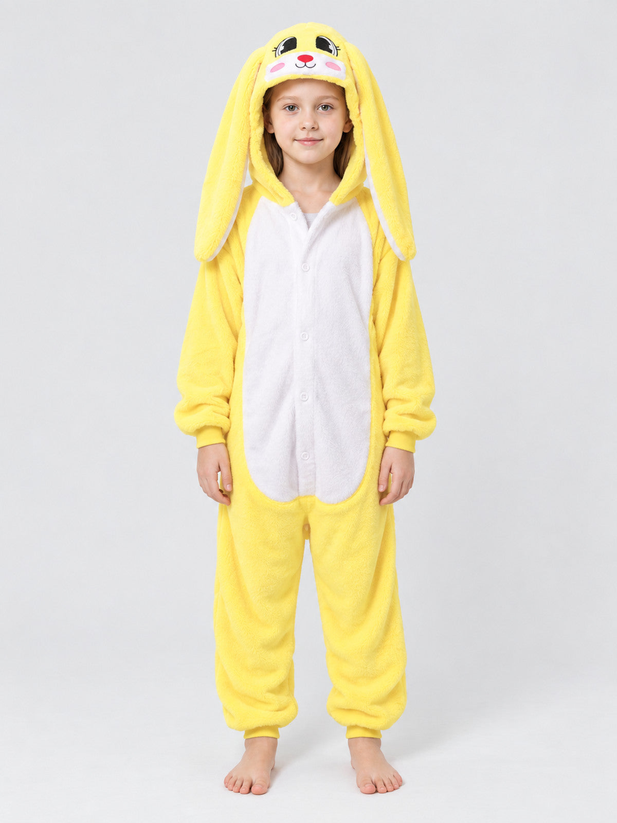 Kids' Yellow Bunny Hooded Pajama Jumpsuit