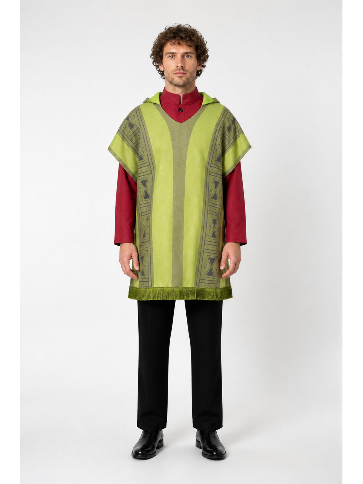 Costume with a striped cape and geometric pattern main product view