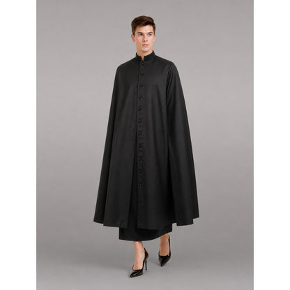 Long Black Robe with Collar and Buttons
