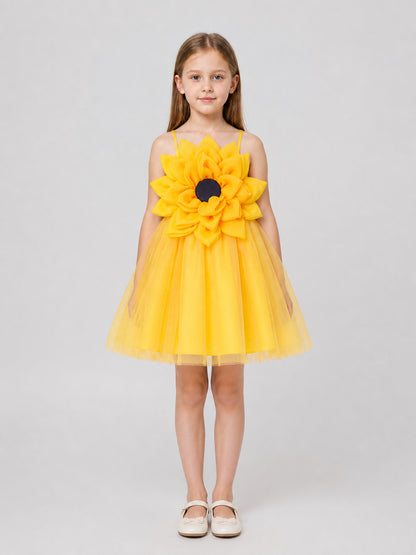 Festive Princess Dress with Full Skirt and Flower