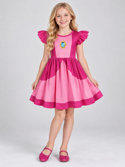 Kids' Costume Dress Pink and Raspberry with Emblem