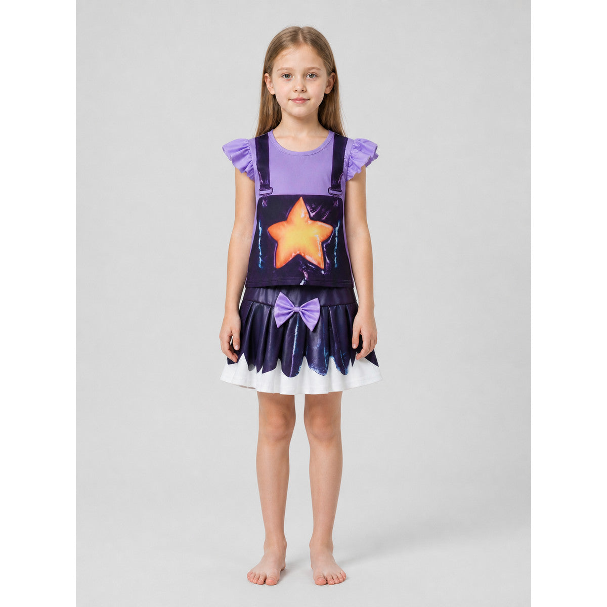 Lily Cosplay Costume: Top and Bow Skirt on-model view