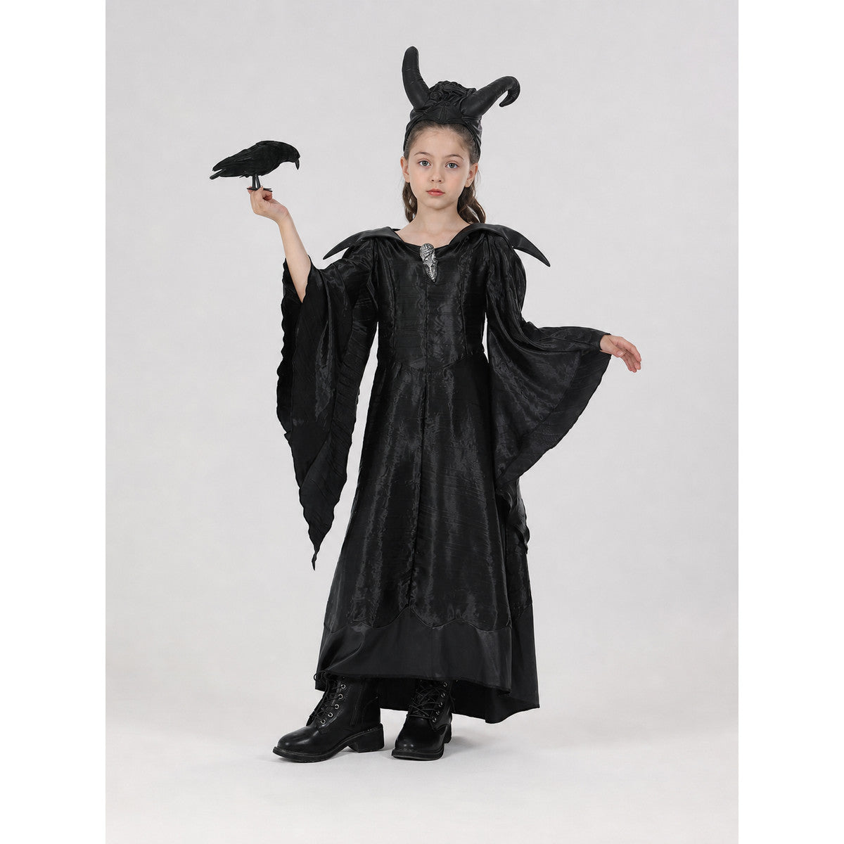 Halloween Costume: Dress and Horned Headpiece on-model view