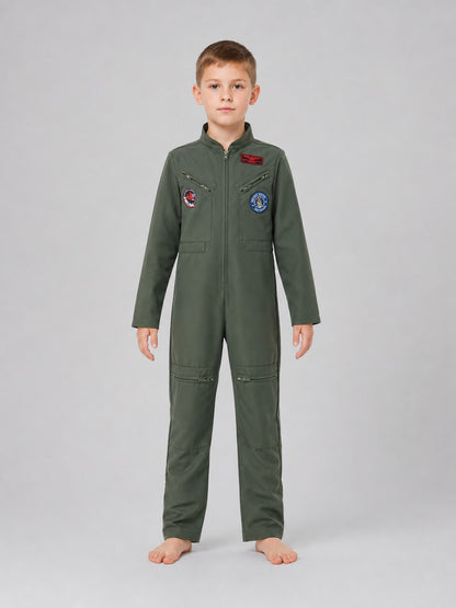 Pilot costume with goggles and an ID tag for role play