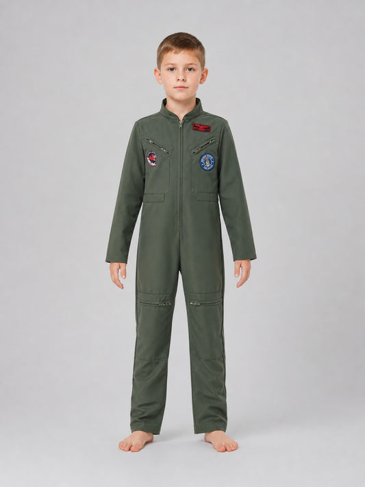 Pilot costume with goggles and an ID tag for role play