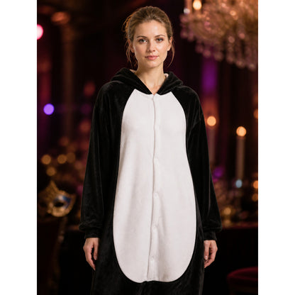 Hooded Penguin Onesie Costume With Yellow Beak, Long Sleeves And Pants
