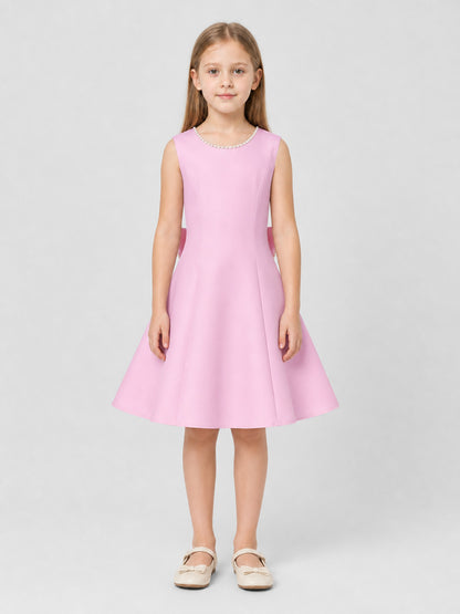Pink Princess Dress with Pearl Decoration on-model view