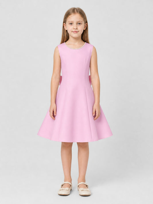 Pink Princess Dress with Pearl Decoration on-model view