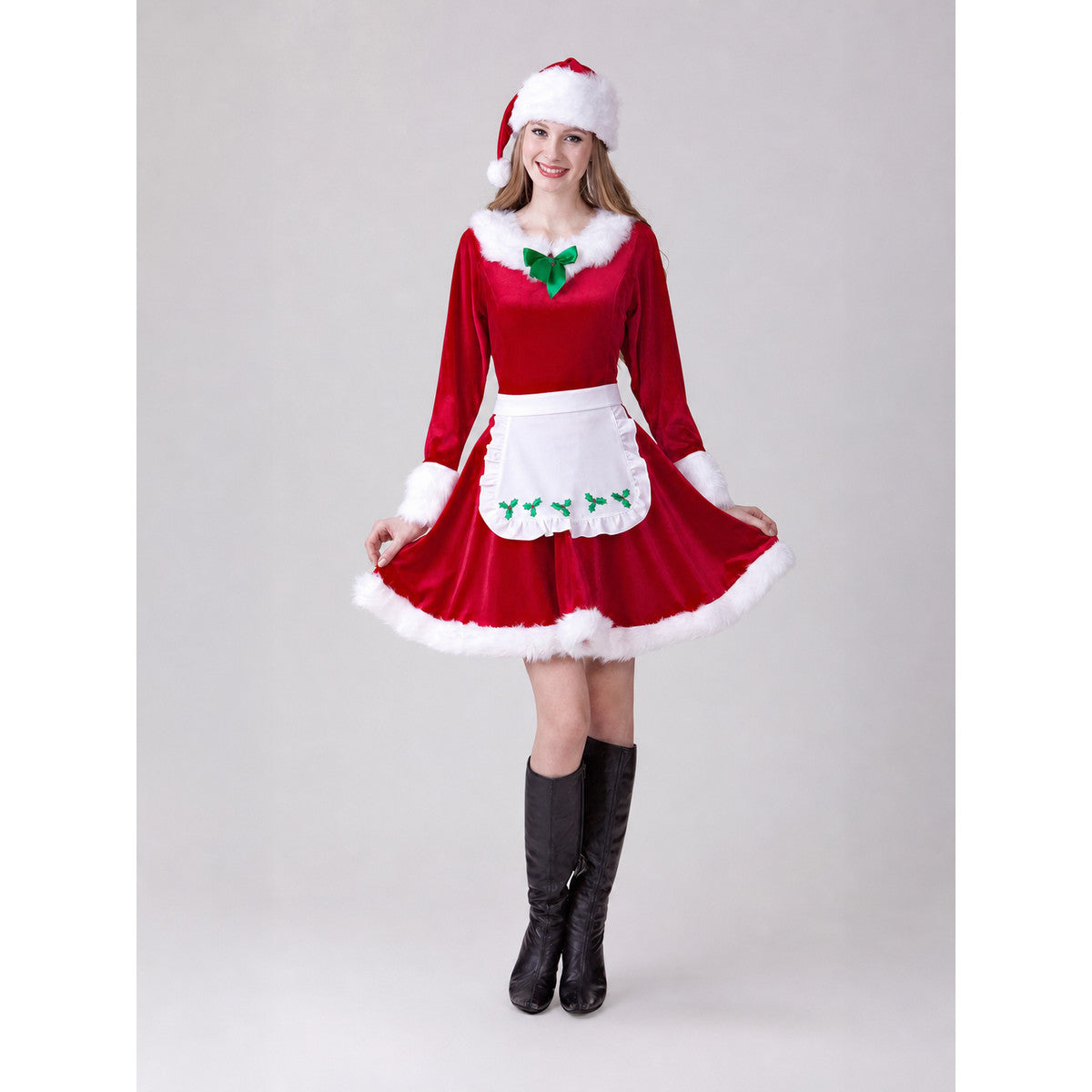 New Year's Christmas Costume with White Trim