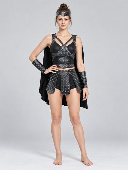 Black and Silver Spartan Warrior Carnival Costume