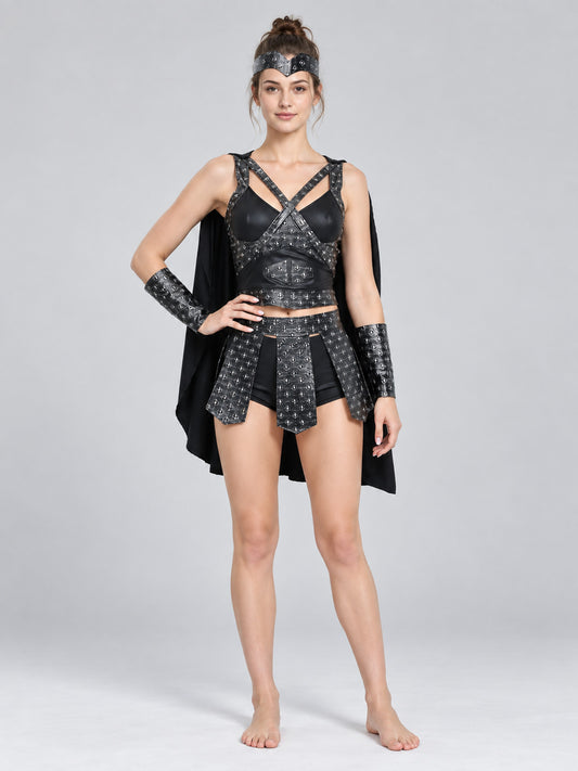 Black and Silver Spartan Warrior Carnival Costume