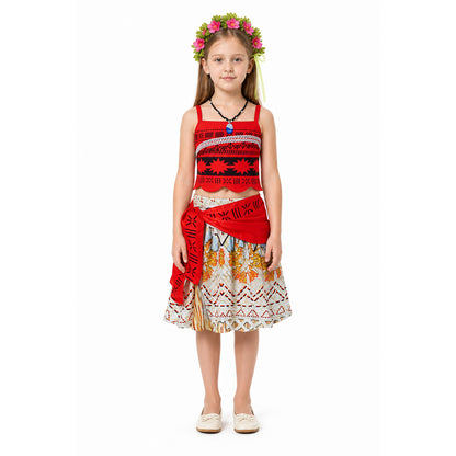 Children’s Moana Costume with Skirt and Accessories main product view