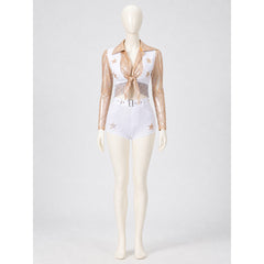 Two-Piece White and Gold Stage Costume