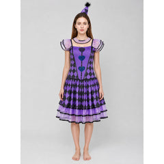 Clown Costume with Dress and Headband, Purple and Black