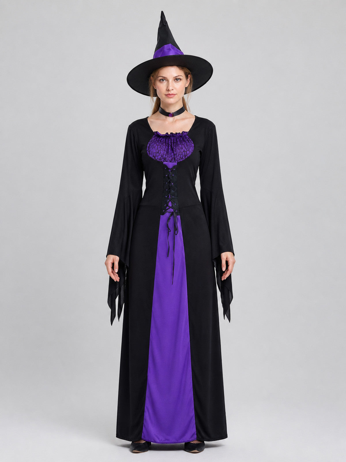 Witch Costume for Halloween: Dress, Hat, Collar