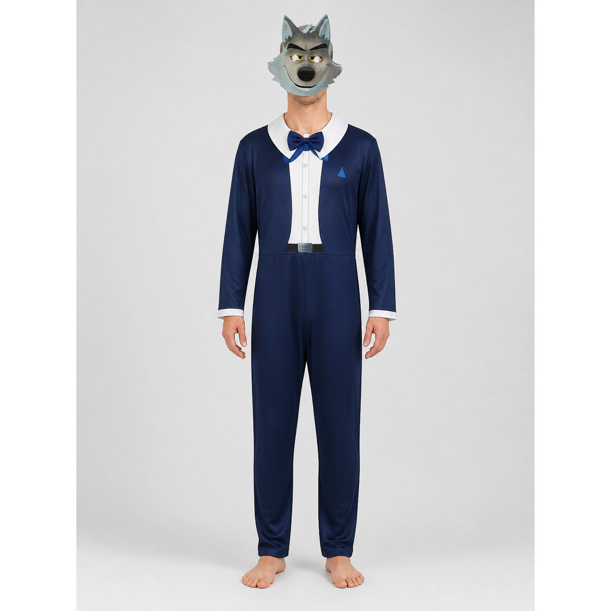 The Bad Guys Wolf Halloween Costume, Jumpsuit with Mask on-model view