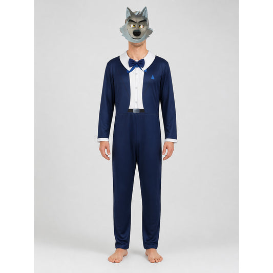The Bad Guys Wolf Halloween Costume, Jumpsuit with Mask on-model view