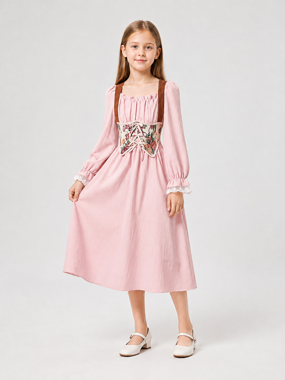 Renaissance-Style Dress, A-Line Silhouette, Puff Sleeves main product view