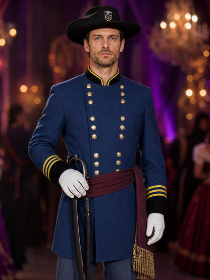 Navy-Style Pirate Captain Costume for Cosplay on-model view