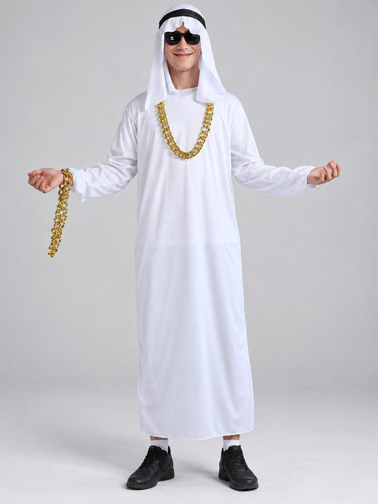 White Carnival Costume with Headscarf and Black Headband