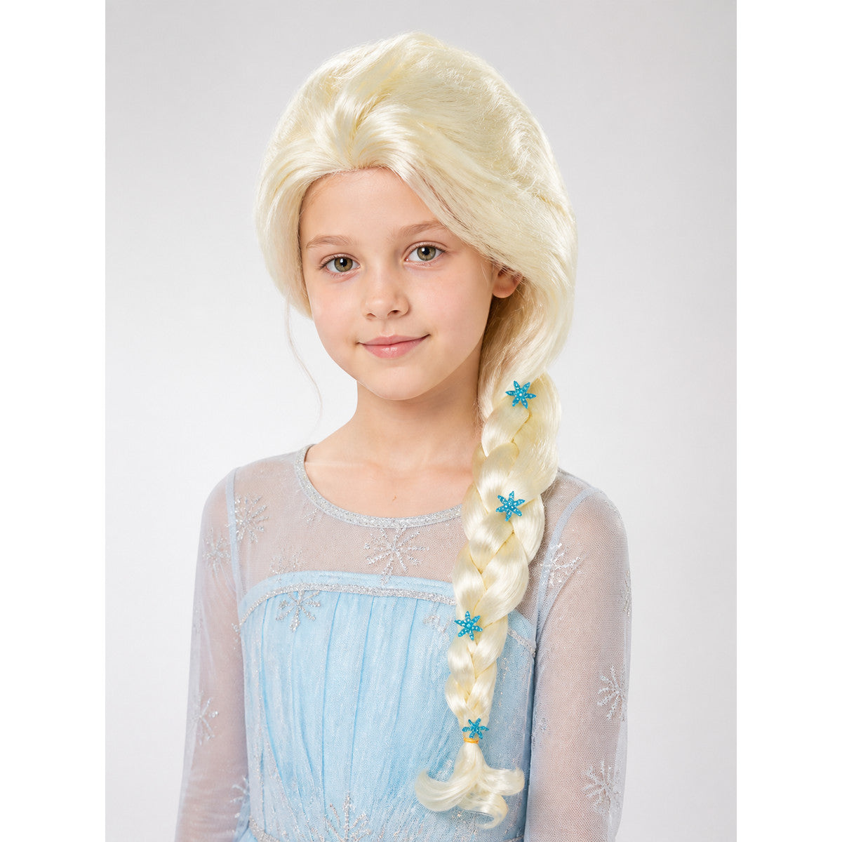 White and Gold Carnival Wig with Blue Snowflakes main product view