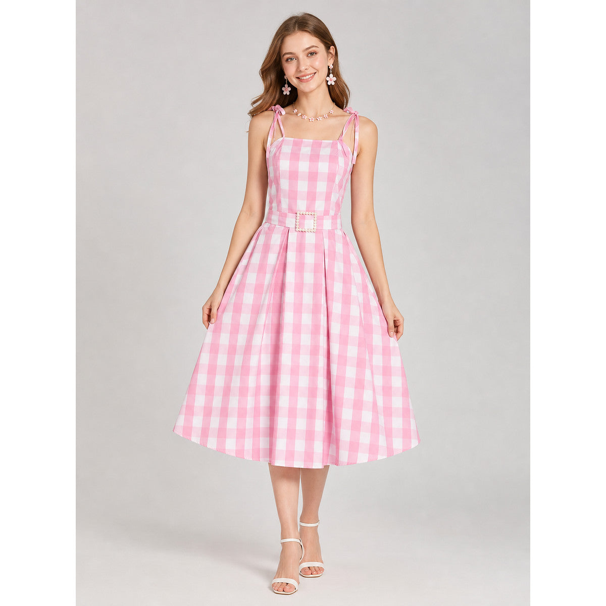 Barbie Plaid Costume with Dress and Accessories on-model view